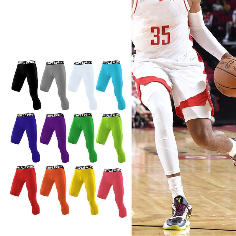 Summer Men Capri Running Tights Gym 3 4 Pants Male Basketball Football 