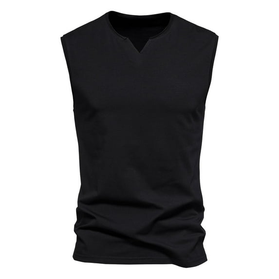 Summer Men Fashion Vest O-Neck Tank Top Sleeveless Cotton Bottoming Sports Tank Top Running Workout Tee
