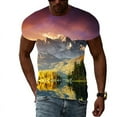 thumbnail image 1 of Summer Men Mountain And River Landscape Pattern Tshirt Short Sleeve Tops New Hip Hop Fashion Round Neck Clothing, 1 of 5