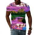 thumbnail image 1 of Summer Men Mountain And River Landscape Pattern Tshirt Short Sleeve Tops New Hip Hop Fashion Round Neck Clothing, 1 of 5