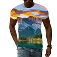 thumbnail image 1 of Summer Men Mountain And River Landscape Pattern Tshirt Short Sleeve Tops New Hip Hop Fashion Round Neck Clothing, 1 of 5