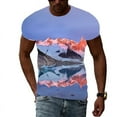 thumbnail image 1 of Summer Men Mountain And River Landscape Pattern Tshirt Short Sleeve Tops New Hip Hop Fashion Round Neck Clothing, 1 of 5
