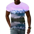 thumbnail image 1 of Summer Men Mountain And River Landscape Pattern Tshirt Short Sleeve Tops New Hip Hop Fashion Round Neck Clothing, 1 of 5