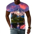 thumbnail image 1 of Summer Men Mountain And River Landscape Pattern Tshirt Short Sleeve Tops New Hip Hop Fashion Round Neck Clothing, 1 of 5