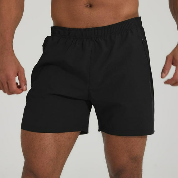 Summer Men Shorts Elastic Waist Solid Color Moisture-Wicking Straight Leg Cargo Shorts With Pocket Beach Fashion Outdoor Sport Athletic Gym Shorts Sweatpants S-XL