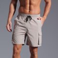 thumbnail image 1 of Summer Men Shorts Elastic Waist Solid Color Moisture-Wicking Straight Leg Knee Length Cargo Shorts With Pocket Beach Fashion Outdoor Sport Athletic Gym Shorts Sweatpants M-XL, 1 of 9