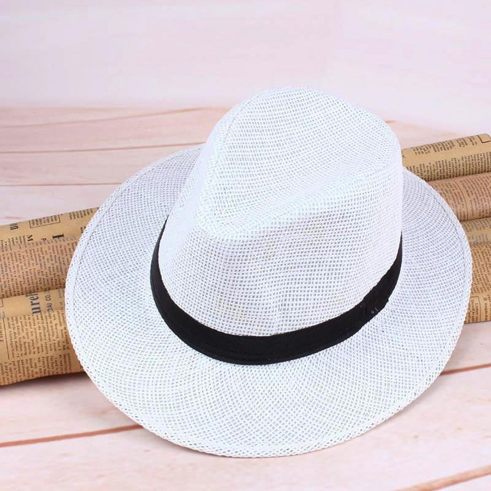 Summer Men Straw Panama Hat Handmade Beach Cap Travel Sunhat - Walmart.com