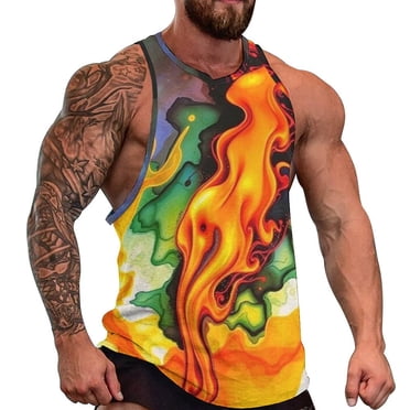 Men's Graphic Print Sleeveless Tank Top - Athletic Fit, Quick Dry, Muscle Shirt For Gym & Training (Black, Sizes M-2XL)