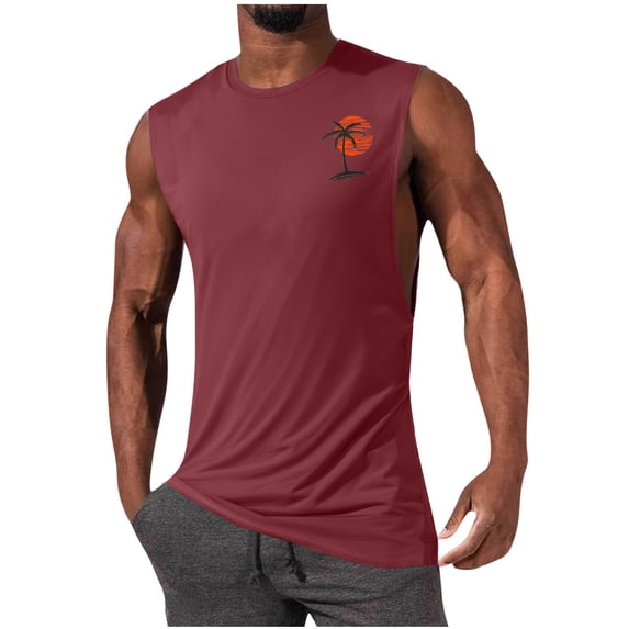 Summer Men Tank Tops Beach Plus Size Fashion Cotton Tank Top High Elasticity Sports Pullover Round Neck Sleeveless Jacket Fitness Muscular Man Fitness Clothes Top