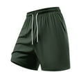 thumbnail image 1 of Summer Men&nbsp;Shorts Casual Plus Size Elastic Waist Solid Color Summer Fitness Running Workout Short Pants with Pockets Fast-Drying Fabric Activewear Army Green L, 1 of 9
