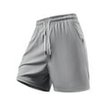 thumbnail image 1 of Summer Men&nbsp;Shorts Casual Plus Size Elastic Waist Solid Color Summer Fitness Running Workout Short Pants with Pockets Fast-Drying Fabric Activewear Gray 3XL, 1 of 9