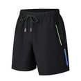 thumbnail image 1 of Summer Men&nbsp;Shorts&nbsp;Athletic Plus Size Elastic Waist Solid Color Athletic Running Gym Workout Casual Fast-Drying Activewear Shorts with Pockets Black M, 1 of 7