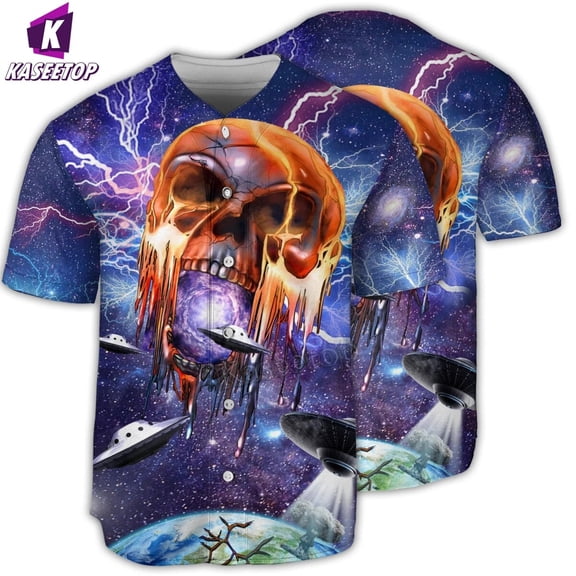 Summer Men's Baseball Jersey Shirt Adult 3D Printing Shirt Skull Love Galaxy Hip Hop Tops