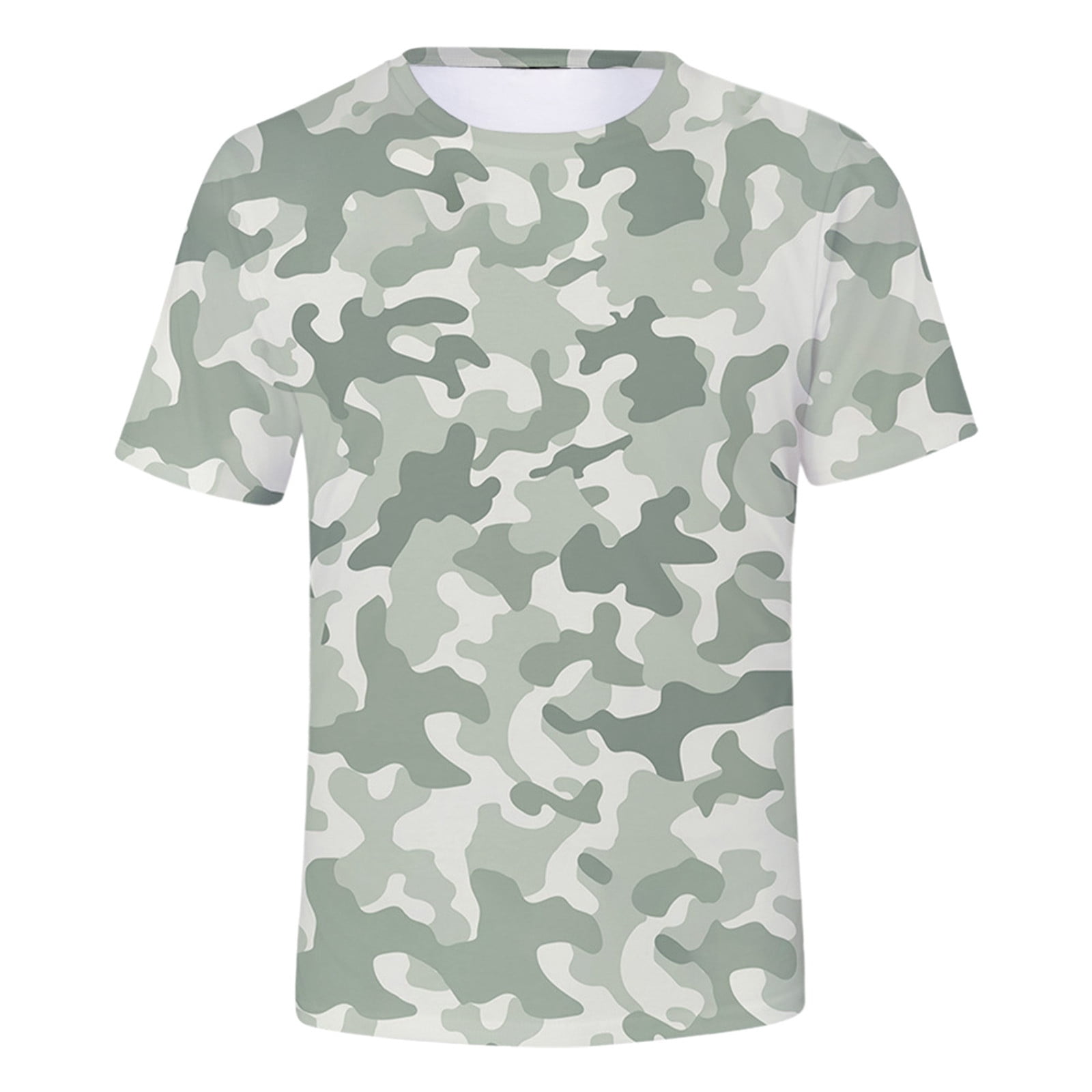 Summer Men's Camo T Shirt Round Neck Short Sleeved Comfortable