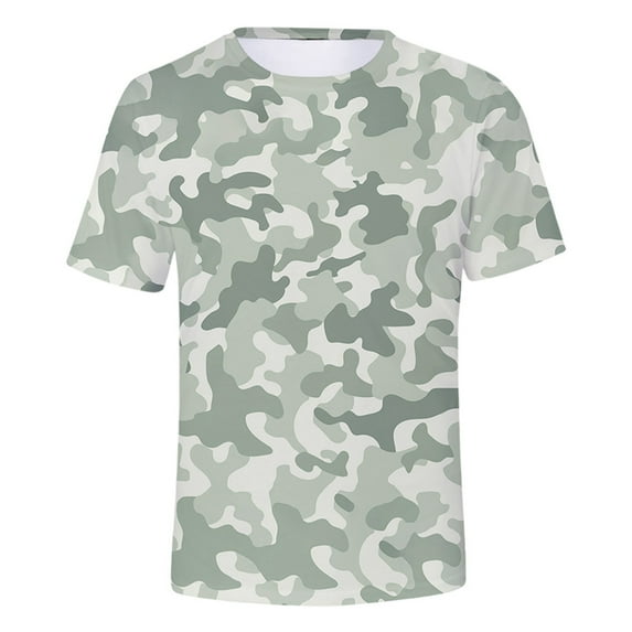 Summer Men's Camo T Shirt Round Neck Short Sleeved Comfortable Tshirts