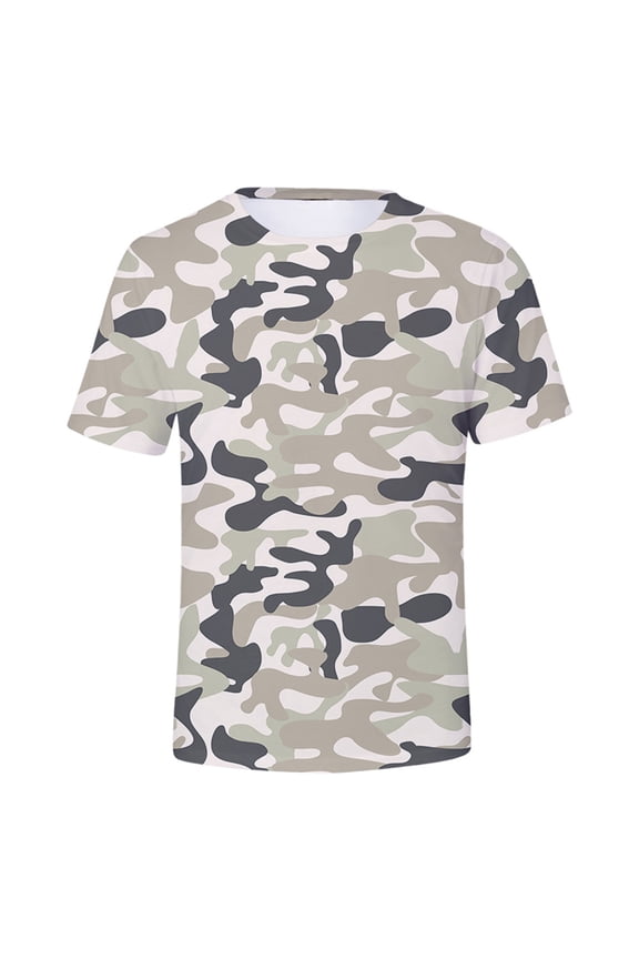 Summer Men's Camo T Shirt Round Neck Short Sleeved Comfortable Tshirts