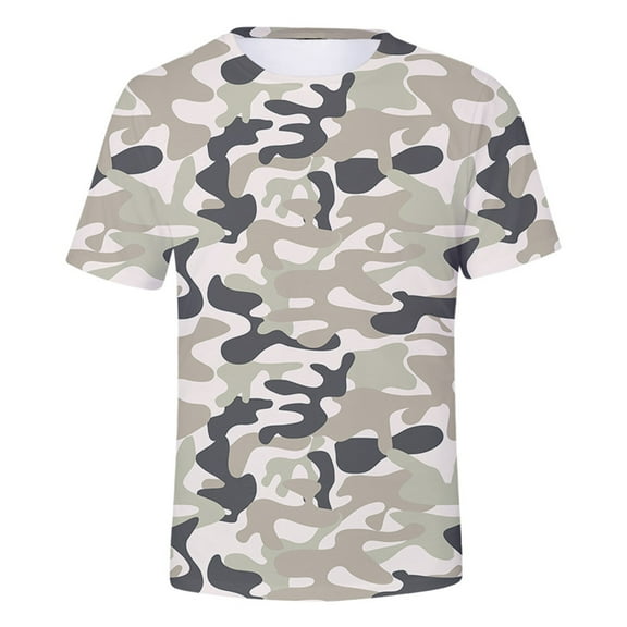 Summer Men's Camo T Shirt Round Neck Short Sleeved Comfortable Tshirts