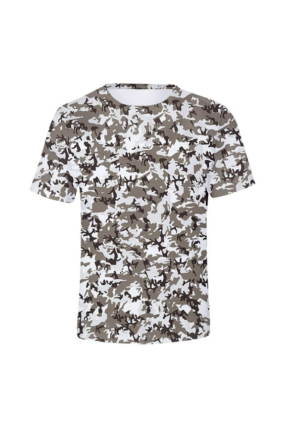 Summer Men's Camo T Shirt Round Neck Short Sleeved Comfortable Tshirts