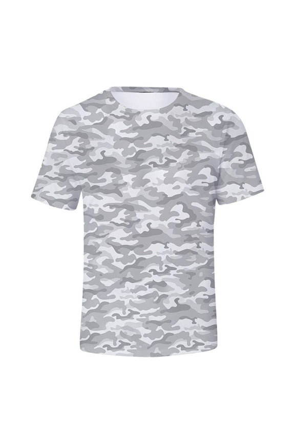 Summer Men's Camo T Shirt Round Neck Short Sleeved Comfortable Tshirts