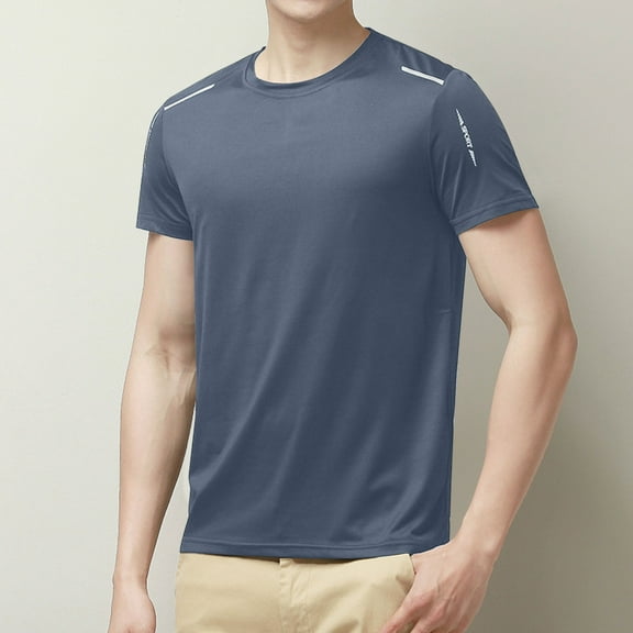 Summer Men's Casual Fashion Solid Color Round Neck Blouses/T-shirt