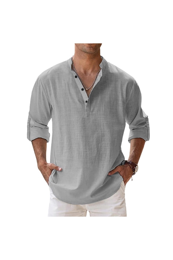 Summer Men's Casual Shirt Short Sleeve Breathable Linen Beach Shirts Male Solid Chic Double Pockets Turn Down Collar Blouse