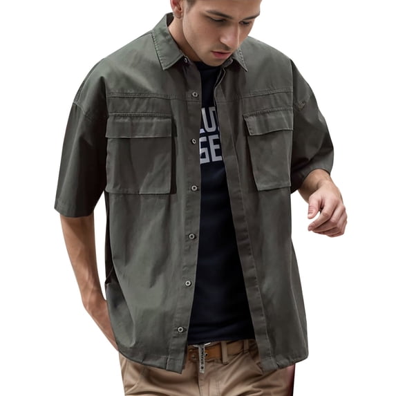 Summer Men's Casual Short Sleeve Shirt Breathable Lightweight Comfortable Stylish Half Sleeve Top for Outdoor Activities Men's Tops T-Shirt Casual Crew Neck Loose