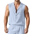 thumbnail image 1 of Summer Men's Casual Sleeveless Shirt Vest Lightweight Breathable Comfortable Lapel Design Loose Fit Daily Wear, 1 of 4
