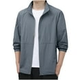 thumbnail image 1 of Summer Men's Casual Solid Color Jacket Thin Travel Work Hiking Clothing Full Zip Outerwear for Everyday, 1 of 7