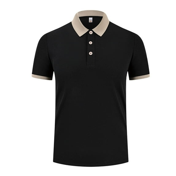 Summer Men's Cool Feeling Business Short Sleeve Polo Shirt Color Block Golf Tennis Athletic T-Shirt