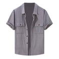 thumbnail image 1 of Summer Men's Heavy Design Corduroy Jacquard Short Sleeve Shirt - Christmas Pattern, Linen Fabric, Suitable for Daily/Work Wear, 1 of 3