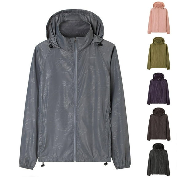 Summer Men's Hoodie Long Sleeve Casual Zip-open Pocket Solid Color Breathable Sunscreen Coat Plus Size