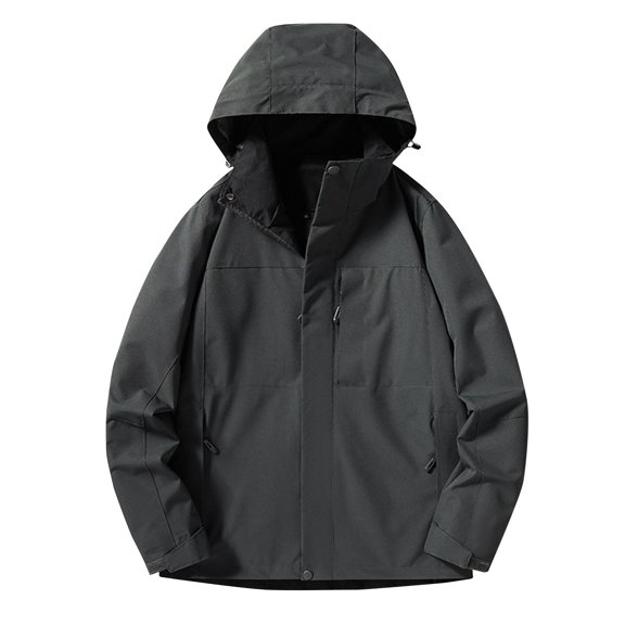 Summer Men's Hoodie Long Sleeved Solid Color Pocket Detachable Hooded Sports Waterproof Coat Plus Size