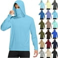 thumbnail image 1 of Summer Men's Hoodies with Mask UPF 50+ Performance Hoodie Shirt Long Sleeve Fishing Shirt High Neck Face Shield Hoodie Sun Protection for Hiking Fishing Plus Size S-XXXL, 1 of 7