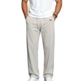 thumbnail image 1 of Summer Men's Ice Silk Draped Solid Color Casual Straight Thin Breathable Pants, 1 of 8