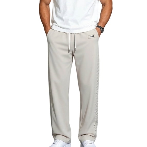 Summer Men's Ice Silk Draped Solid Color Casual Straight Thin Breathable Pants