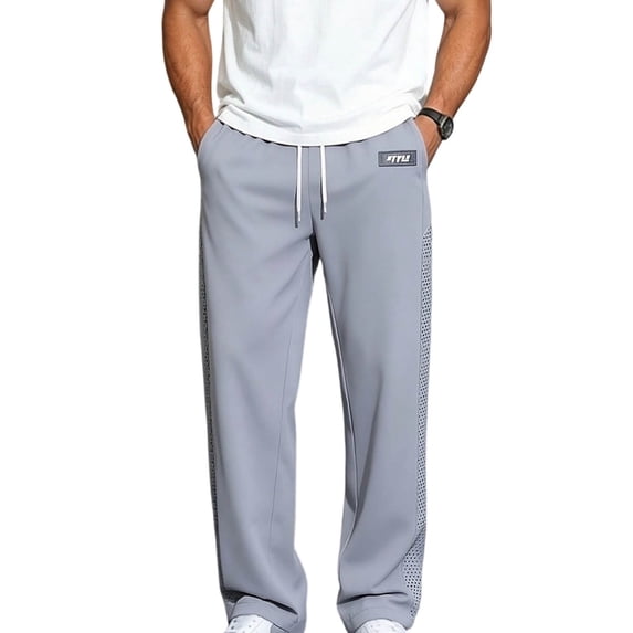 Summer Men's Ice Silk Draped Solid Color Casual Straight Thin Breathable Pants