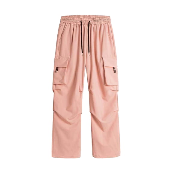 Summer Men's Loose Fit Workwear Casual Pants with Large Pockets Straight Leg Ice Silk Comfort Lightweight Breathable Men's Pants Summer Lightweight Stretch