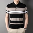 thumbnail image 1 of Summer Men's Polo Shirts With Short Sleeve Business Stripes Print Casual Tops Fashion Sport Wear Oversized T Shirts Man Clothes, 1 of 6