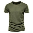 thumbnail image 1 of Summer Men's Pure Cotton Solid Color Slub Cotton Crew Neck Short Sleeve T Shirt Army Green XXL, 1 of 2