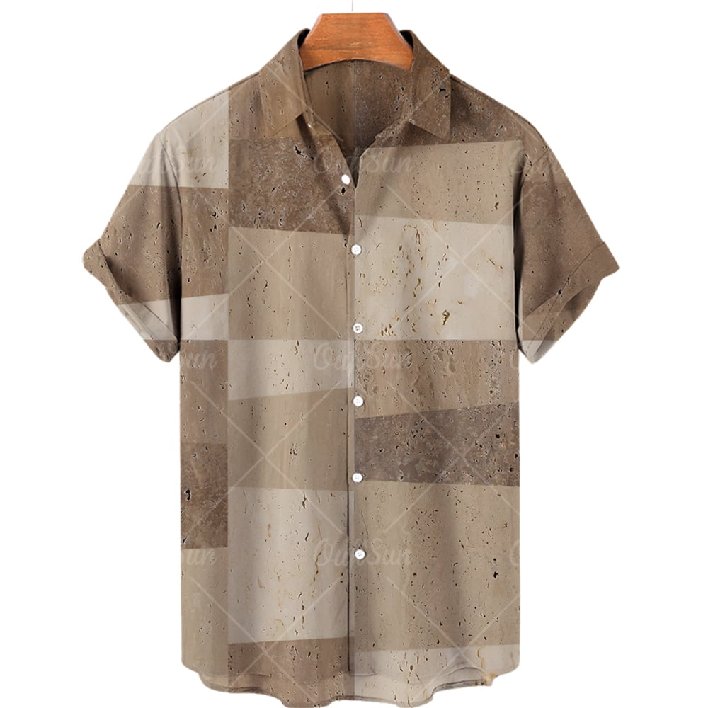 Summer Men's Shirts Casual Striped Short Sleeve Tops Lapel