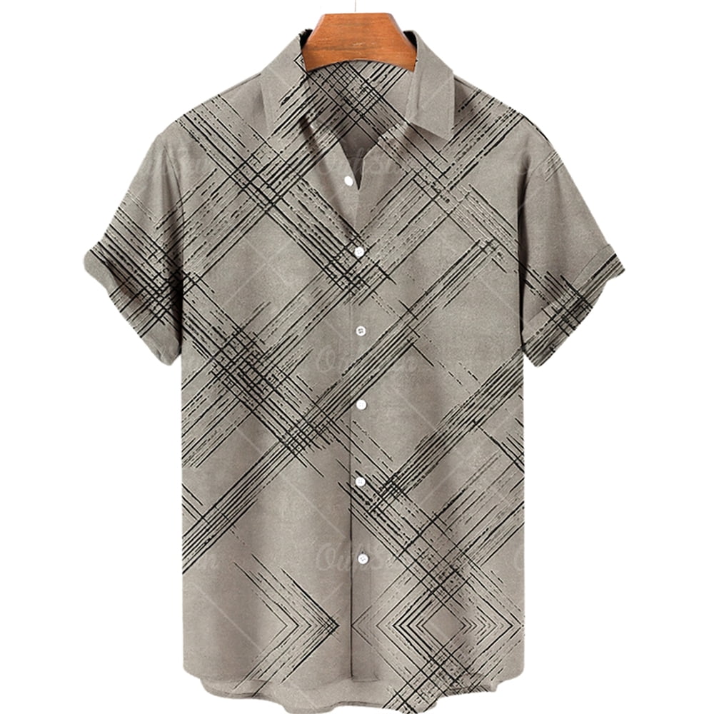 Summer Men's Shirts Casual Striped Short Sleeve Tops Lapel Summer Men's Shirts Casual Striped Short Sleeve Tops Lapel