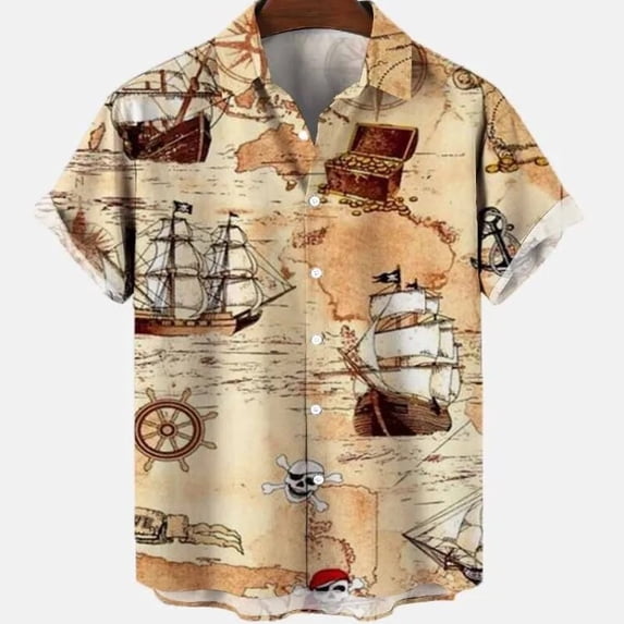 Summer Men's Social Casual Vintage Floral Hawaiian Oversize Short Sleeve Shirt Street Luxury Dragon Pattern Element Clothing Hot