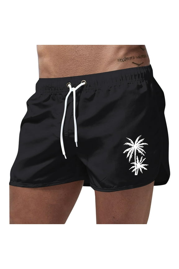 Summer Men's Sports Fashion Beach Leisure Travel Polyester Coconut Tree Printed Shorts Clothes