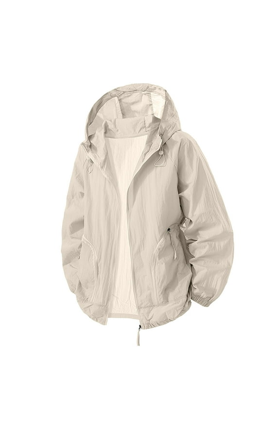 Summer Men's Sun Protection Clothing Lightweight And Loose Protection Clothing Solid Color Hooded Sun Protection Jacket Long Sleeved Hooded Casual J