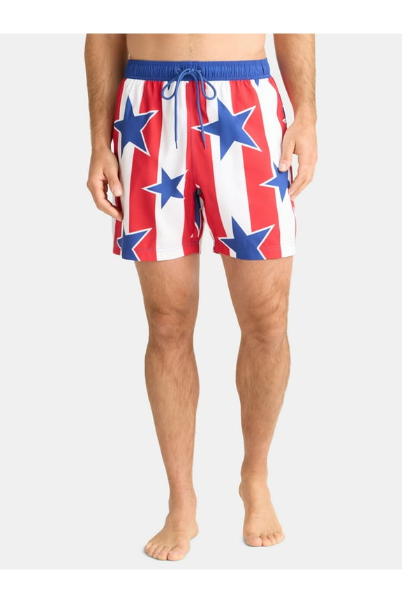 Men's & Big Men's Americana Swim Trunks, Sizes S-3XL
