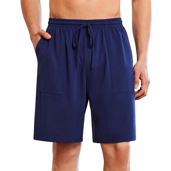 Summer Mens 7" Pajama Pants Summer Casual Drawstring Elastic Waist Pockets Solid Color Shorts Fathers Gift