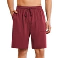 thumbnail image 1 of Summer Mens 7" Pajama Pants Summer Casual Drawstring Elastic Waist Pockets Solid Color Shorts Fathers Gift, 1 of 6