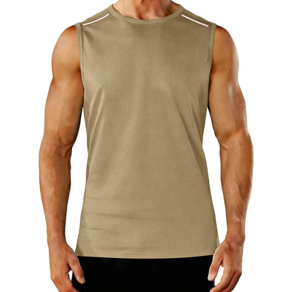 Summer Mens Athletic Tank Tops Sleeveless Crew Neck Training Running Tee with Reflective Strip Fathers Gift