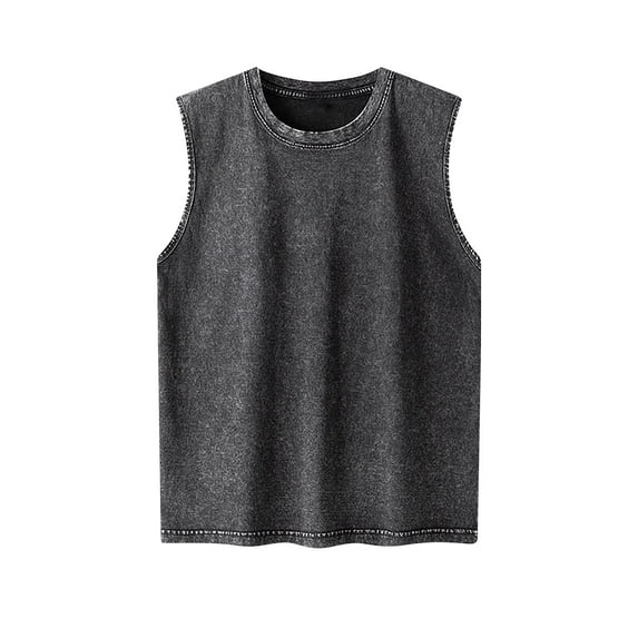 Summer Mens Cotton Tank Top Workout Gym Sleeveless Shirt Cut Off Muscle Shirts Acid Wash Vintage Tshirts Running Beach Loose Fit Tees