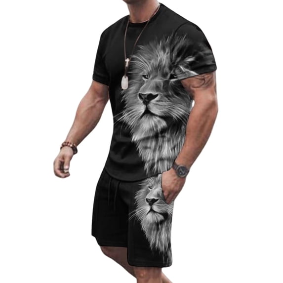 Summer Mens Outfit Sets Short Sleeve Shirt And Shorts Holiday Beach